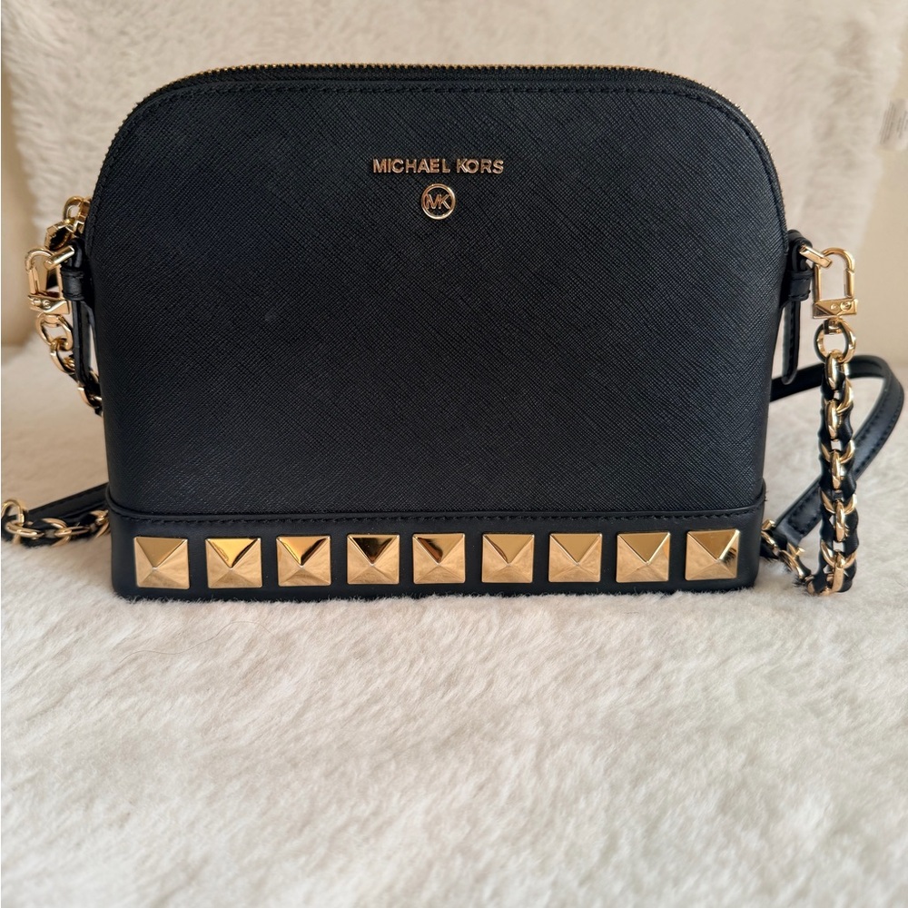 Michael Kors Black and Gold Studded Women's Bag